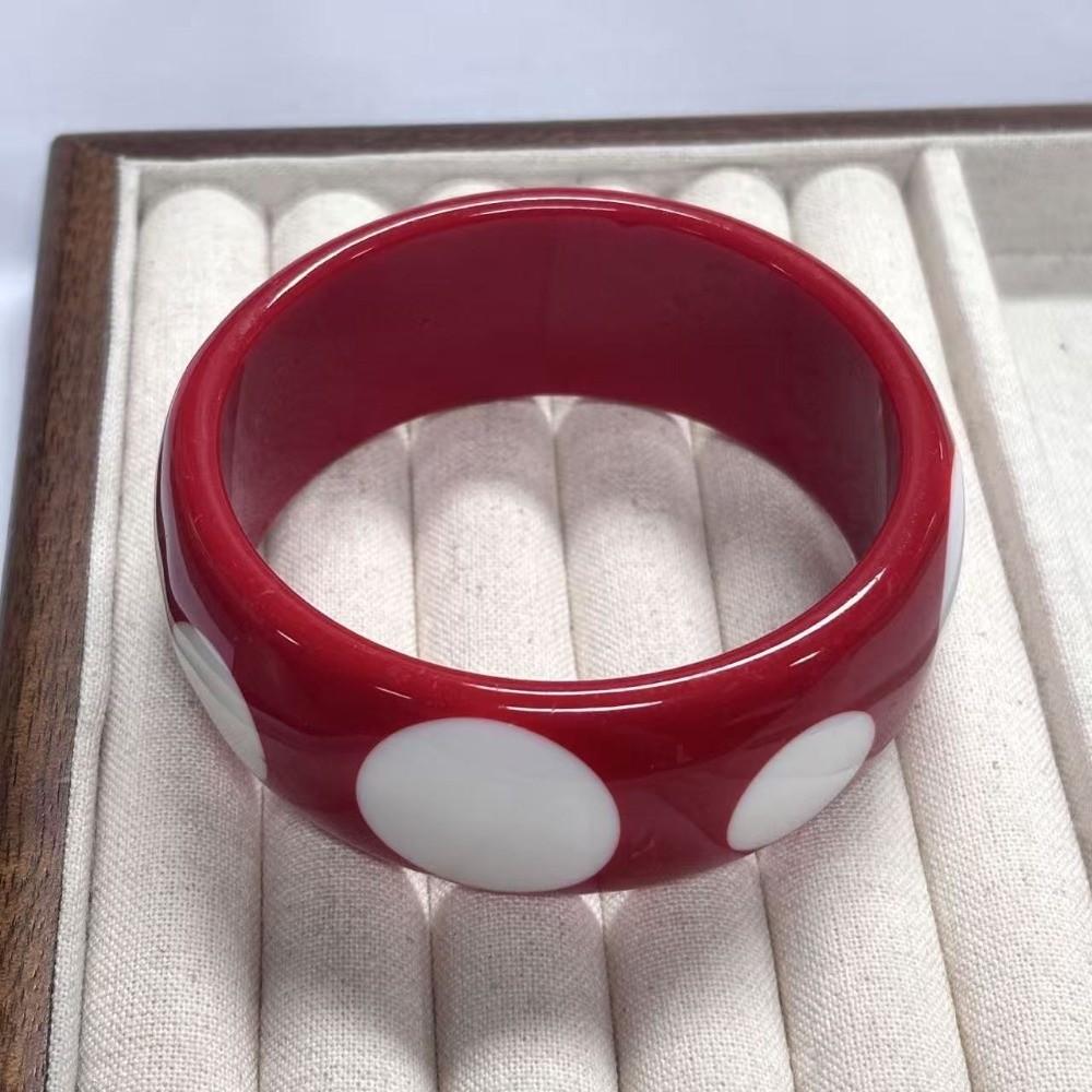 Hip Hop Resin Polka Dot Bangles Round Wide Candy Color Bracelets Fashion Jewelry Unisex