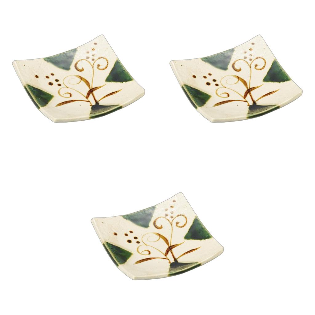 Setomonohonpo Set of 3 Oribe Rice Ear Individual Plates x 12 x Individual Ceramic (Setomonohonpo) [12 2.8cm] Plates,