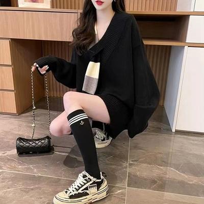 Autumn and Winter New Knitted Sweater Plus Size Lazy Loose Knitted Sweater Women's Top Wear Pullover Sweater Women