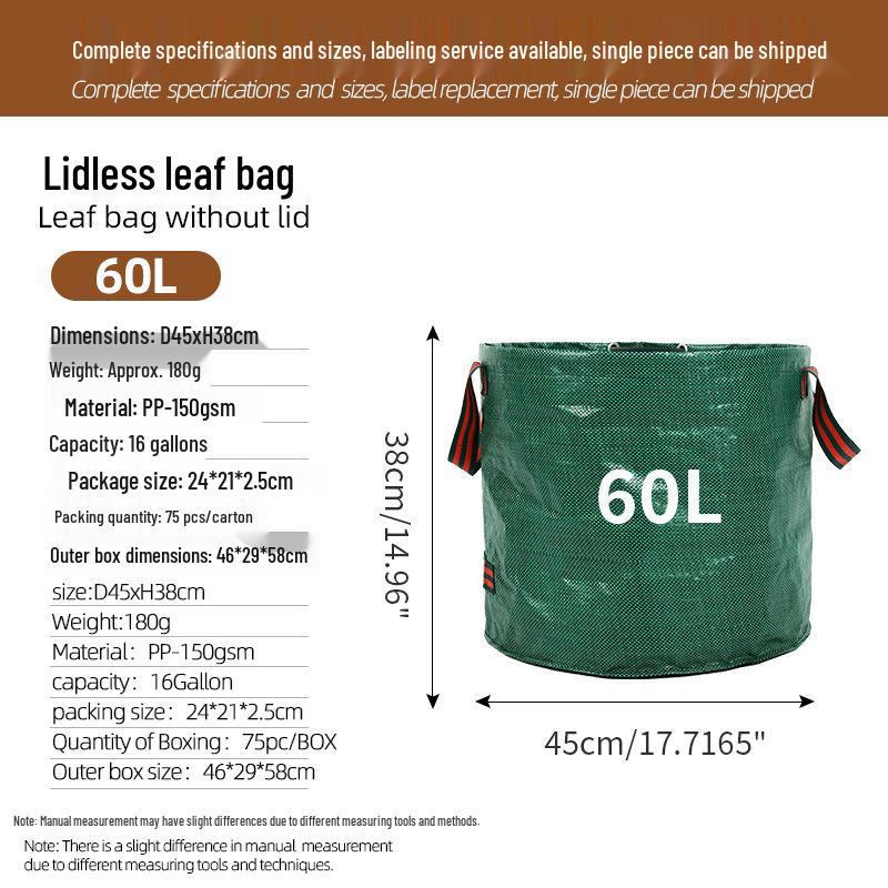 Reusable Large-Capacity Leaf Collection Bag with Slanted Opening