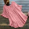 Summer Tops Cotton and Linen Solid Loose Casual Blouses Women Fashion New Ruffled Short Sleeve Women Shirts Elegant Slim Fit Retro Female Blouse 26466
