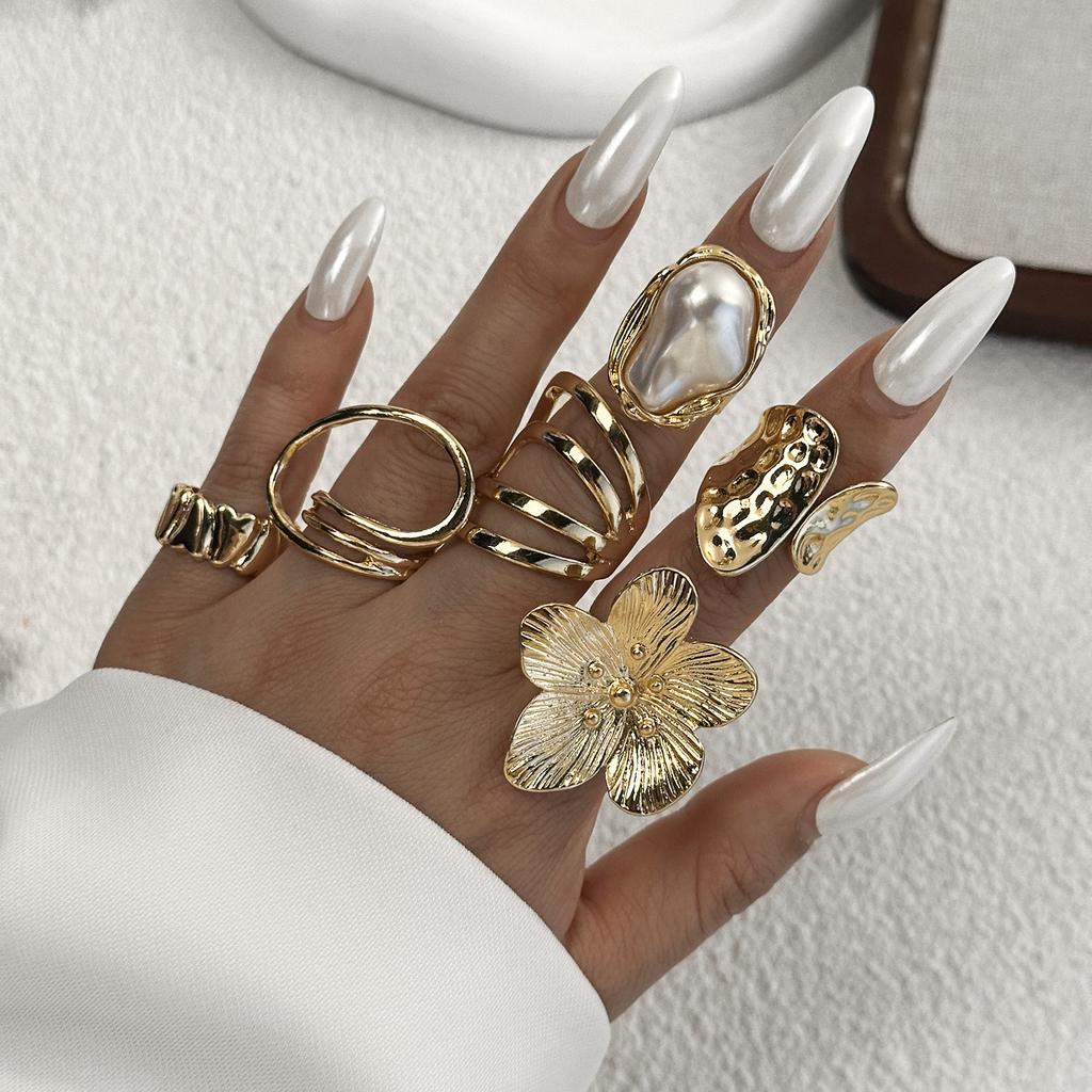 5-10 Pcs/Set Fashion Gold Color Irregular Geometric Open Rings For Women Men Vintage Punk Metal Knuckle Joint Ring Party Jewelry