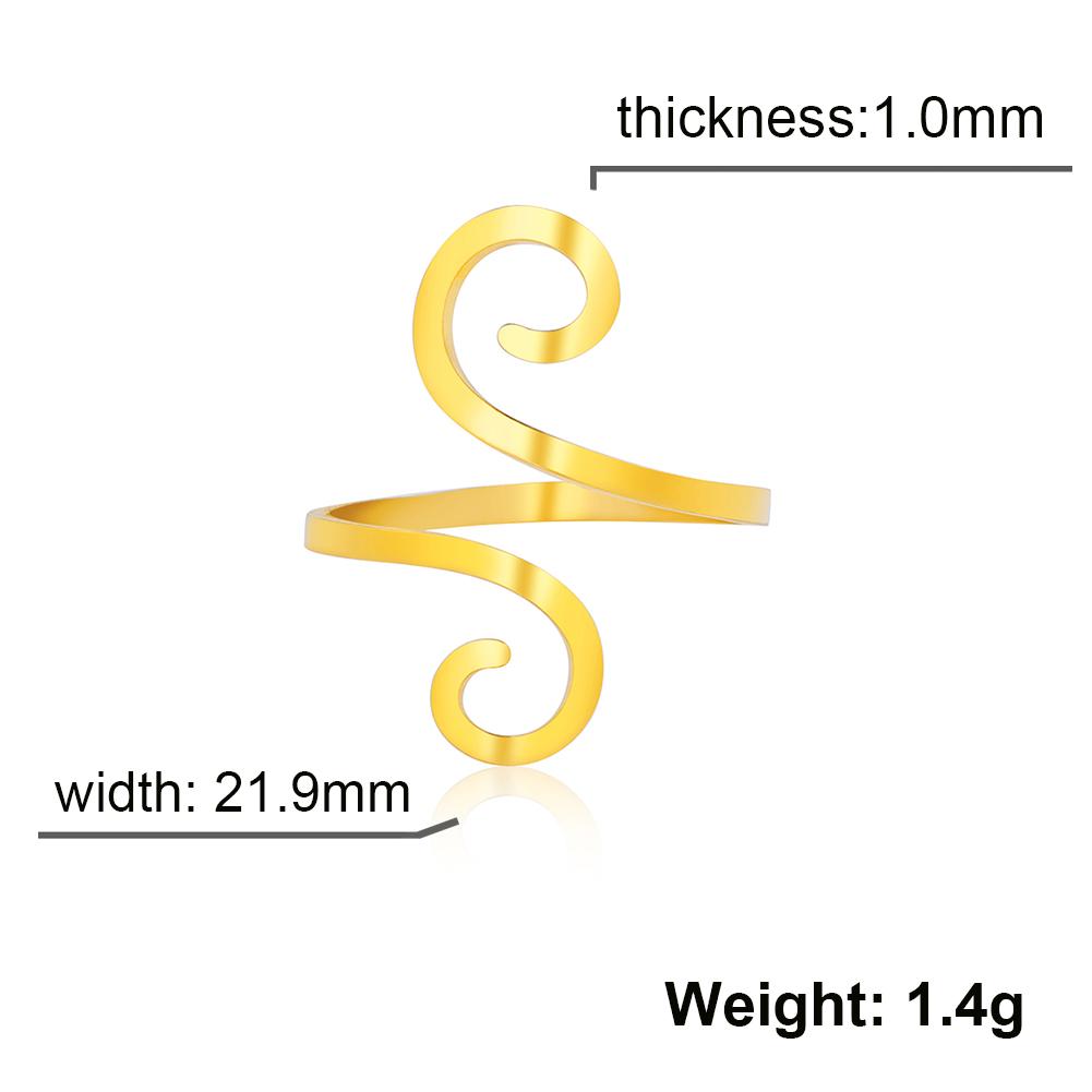 Stainless Steel Large Spiral Ring Women Gold Adjustable Finger Rings Minimalist Jewelry Valentine Gift In