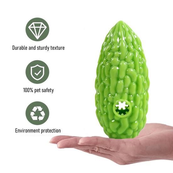 Pet Toy Interactive Puzzle Food Leakage Design Bite-Resistant Chew Toy Simulated Bitter Melon Shape Washable Teeth Cleaning Puppy Toy