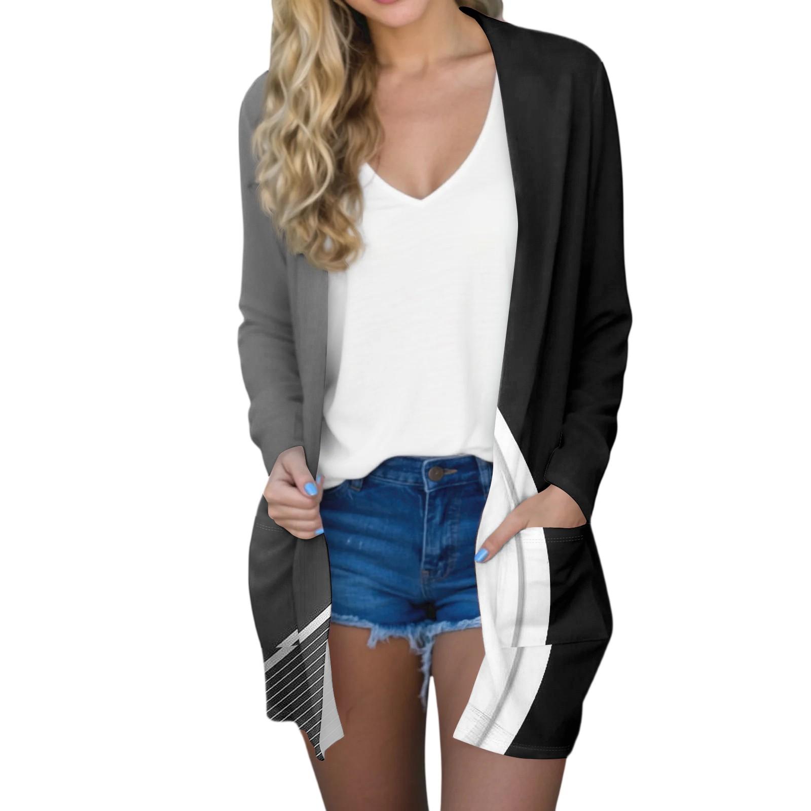 

Women s Fashion Casual Comfort Floral Print Mid-Length Cardigan Jacket S чорний