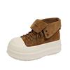 2025 early autumn new fashion Korean version platform muffin shoes women's high-top shoes versatile lace-up heightening casual board shoes