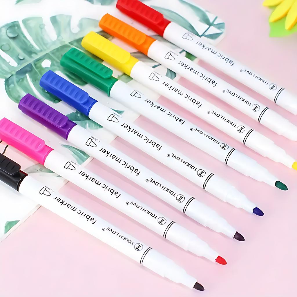8-Piece Vibrant Waterproof Fabric & Textile Marker Set – Perfect for Customizing T-Shirts, Shoes, Clothes, Wood, Stone | DIY Art