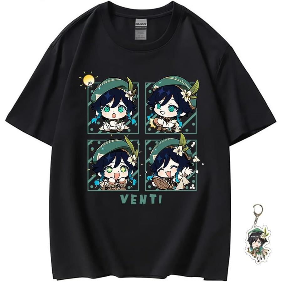 

Genshin Impact Shirt for Men Women Unisex Costume Casual Anime Black Genshin T-Shirt, Free Keychain(3) XXXXXL різнокольоровий