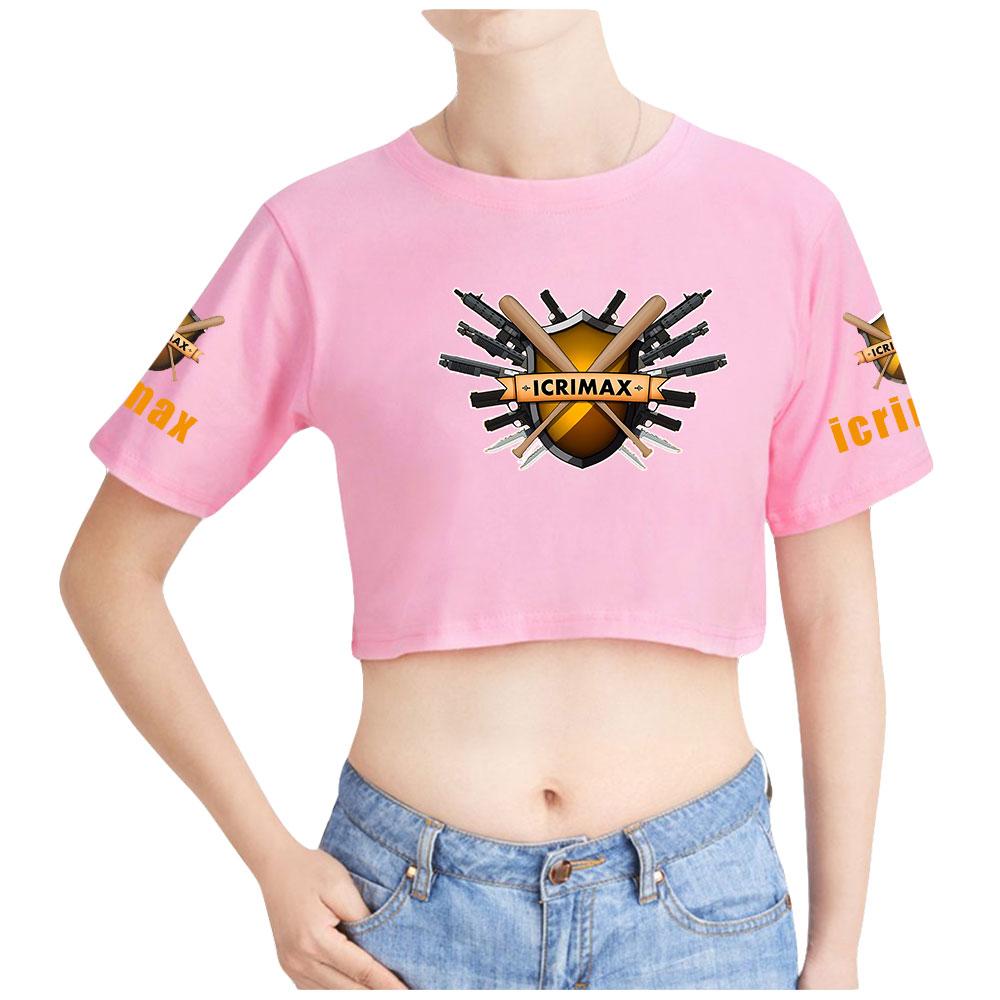 Icrimax Letter Printed Girl Tee Shirt Summer Crop Tops Soft Tshirt Popular Slim Lovely Tees Slim Fitness Short Sleeved