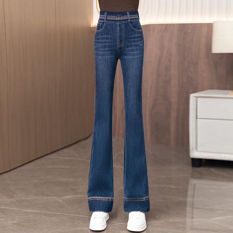 

Fashionable Slim Fit Micro-Flare Denim Pants for Women, High-Waisted Bell Bottoms - 2025 Autumn/Winter Collection. L /28 (105-115 jin)
