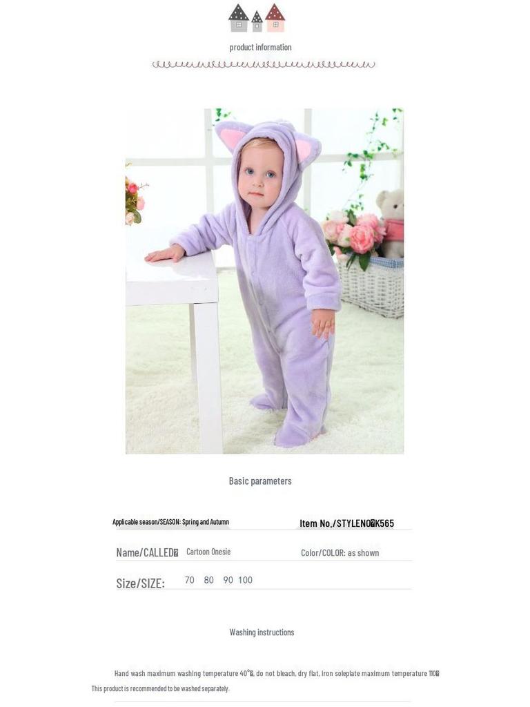 Flannel Baby Romper: Cartoon Bear, Cat, Rabbit, Sheep Onesie for Spring and Autumn