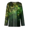 Damenmode Casual Schlitz Saum Rundhals Langarm Lose Bedrucktes T-Shirt Damen Top Weihnachten