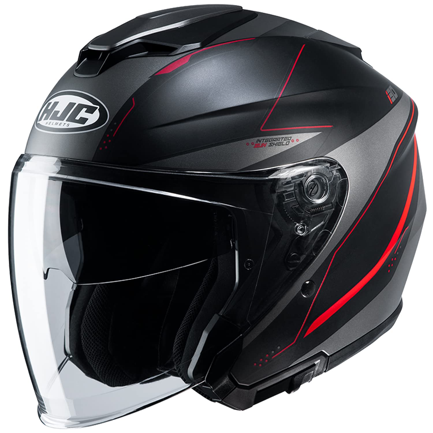 

HJC HELMETS i30 SLIGHT HJH215 Open Face Motorcycle Helmet, Black/Red (Size: Small)