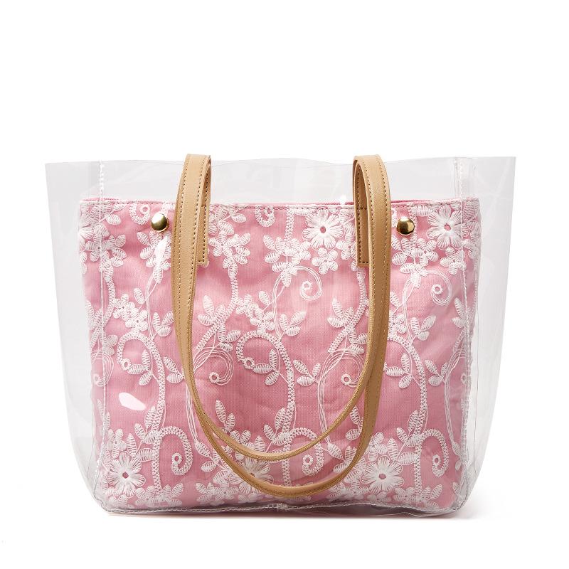 

Осень и зима маленькая сумка женская новая трендовая нишевая большая вместимость портативная мессенджер прозрачная сумка-желе женская розовый