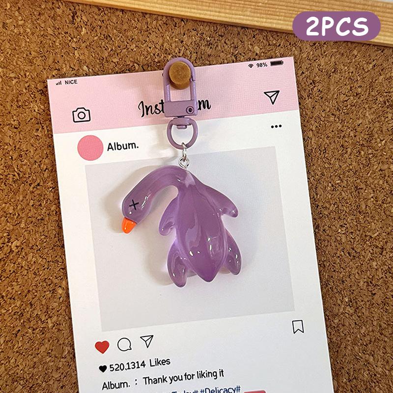 2Pcs Creative Color Change Duck Keychain  Colorful Roast Duck Keychain Novelty Cute Backpack Decoration Accessories Gifts