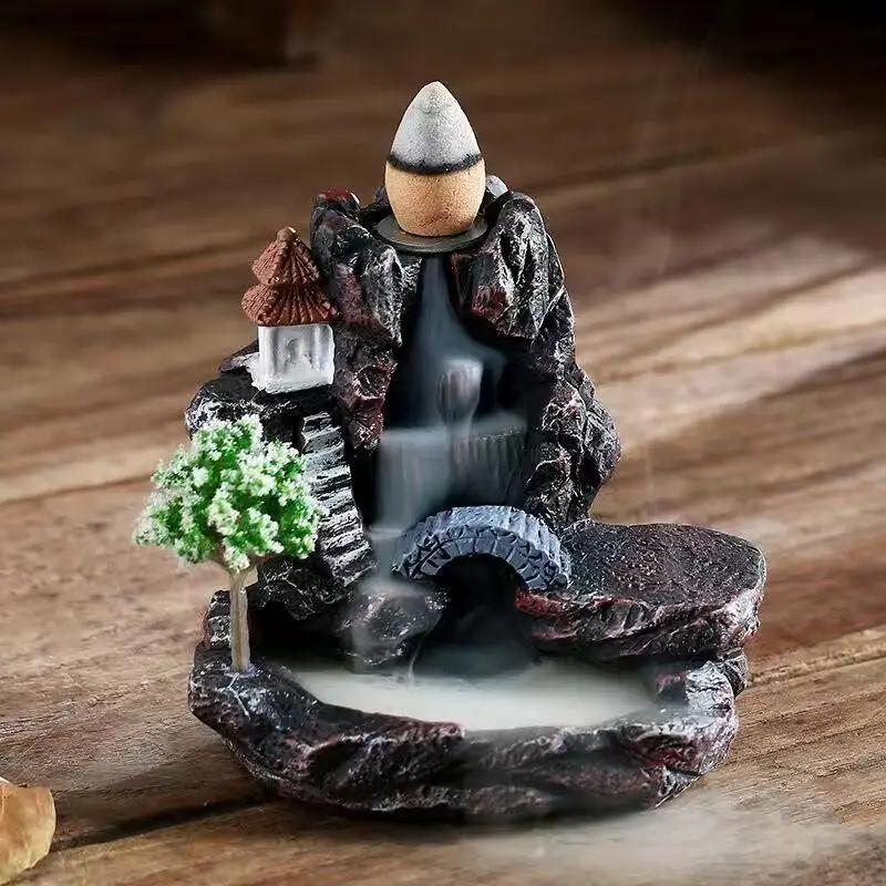 

Home Decor Creative Alpine Flowing Water Resin Reversible Incense Burner Living Room Decoration Sandalwood Incense Burner