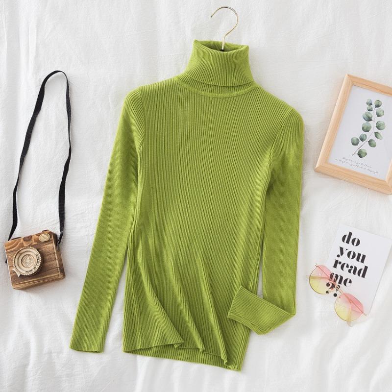 Fashion Turtleneck Long Sleeve Pullover Knitted Women Sweater Spring Autumn Thin Slim Fit Loose Simple Tops Sweaters Korean Version Bottoming Top
