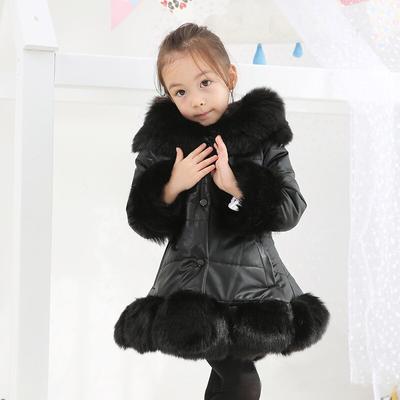 Giacca invernale da bambina calda e spessa, in pelle, per bambini, in tinta unita, con colletto alla coreana, in peluche