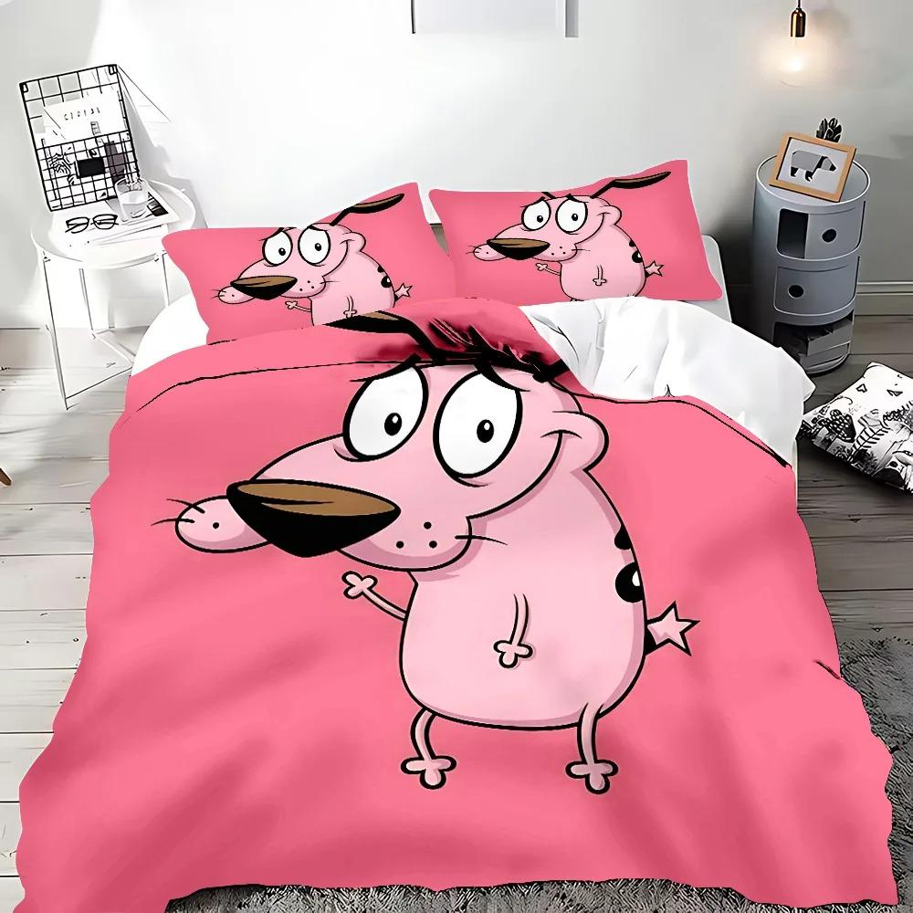 Courage the Cowardly Dog Duvet Cover Pillowcase Bedding Set for Kids Girl Boys Bedroom Gift Single Double Large Size