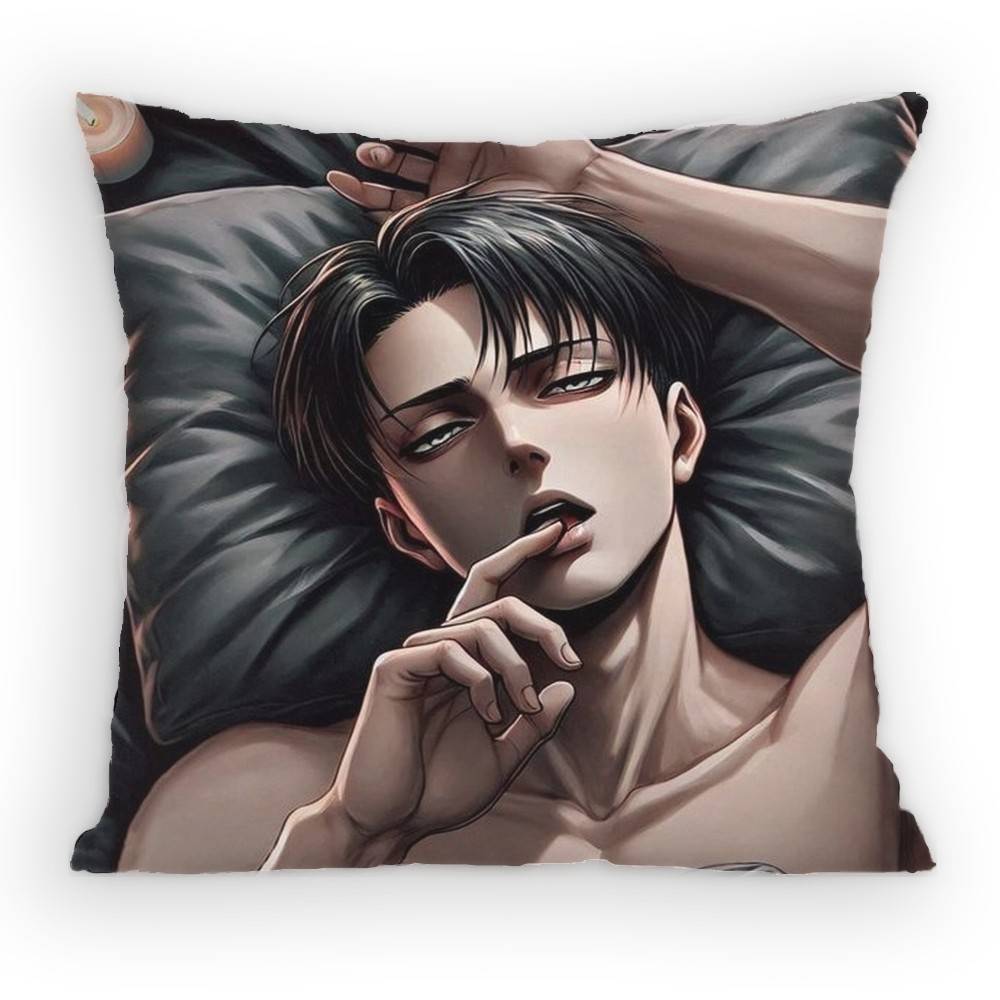 Attack On Titan Levi Ackerman Pillow Case Antidustmite Pillowcase Invisible Zipper Silky Short Plush Sofa Cushion Cover