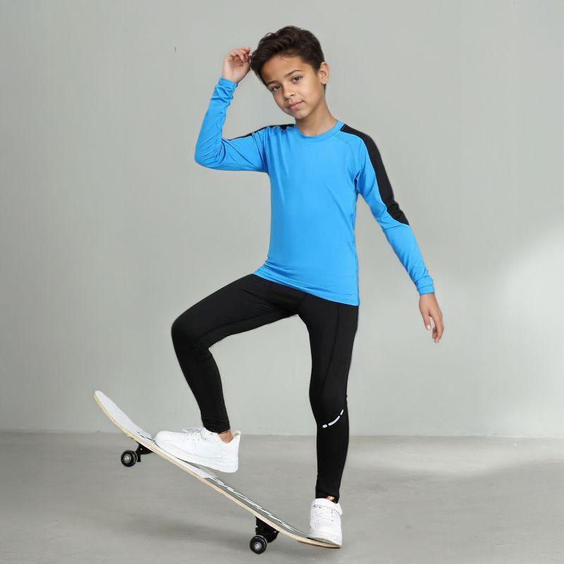 4-12 Years Kids Running Sweat-Wicking Quick-Dry Tights Set Fitness Suit