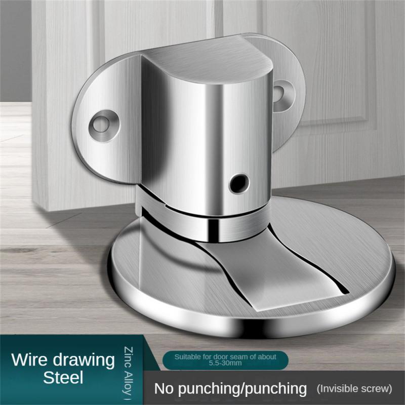 Adjustable Stainless Steel Door Stop Punch-free Strong Magnetic Anti-collision Door Stopper Invisible Bathroom Floor Door Stop