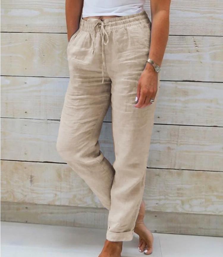 2023 Women's High-Waist Cotton Linen Casual Pants