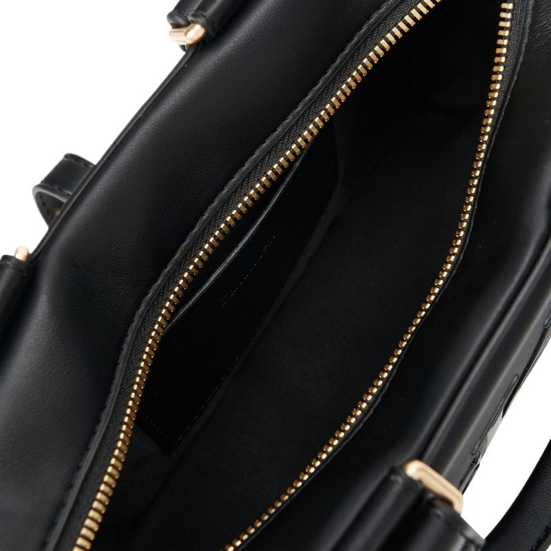 Calvin Klein Brand Letter Logo Zipper Closure Synthetic Material Shoulder Handbag Women's Space Black
