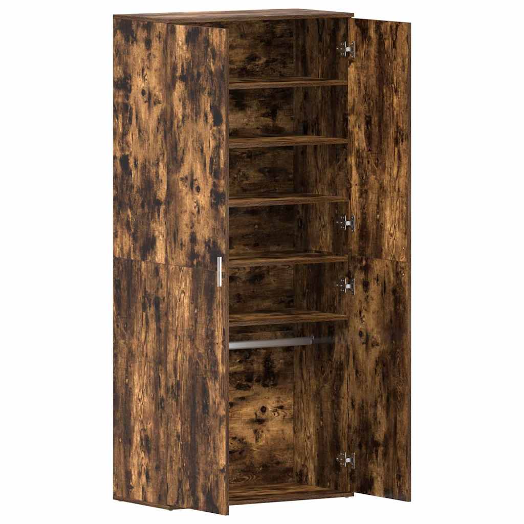 Shoe Cabinet Smoked Oak 80 x 39 x 178 cm Engineered Wood