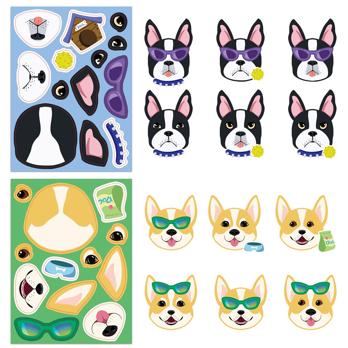 Dog Face Swap Puzzle Stickers: Parent-Child Interactive Animal DIY Doodle Journal