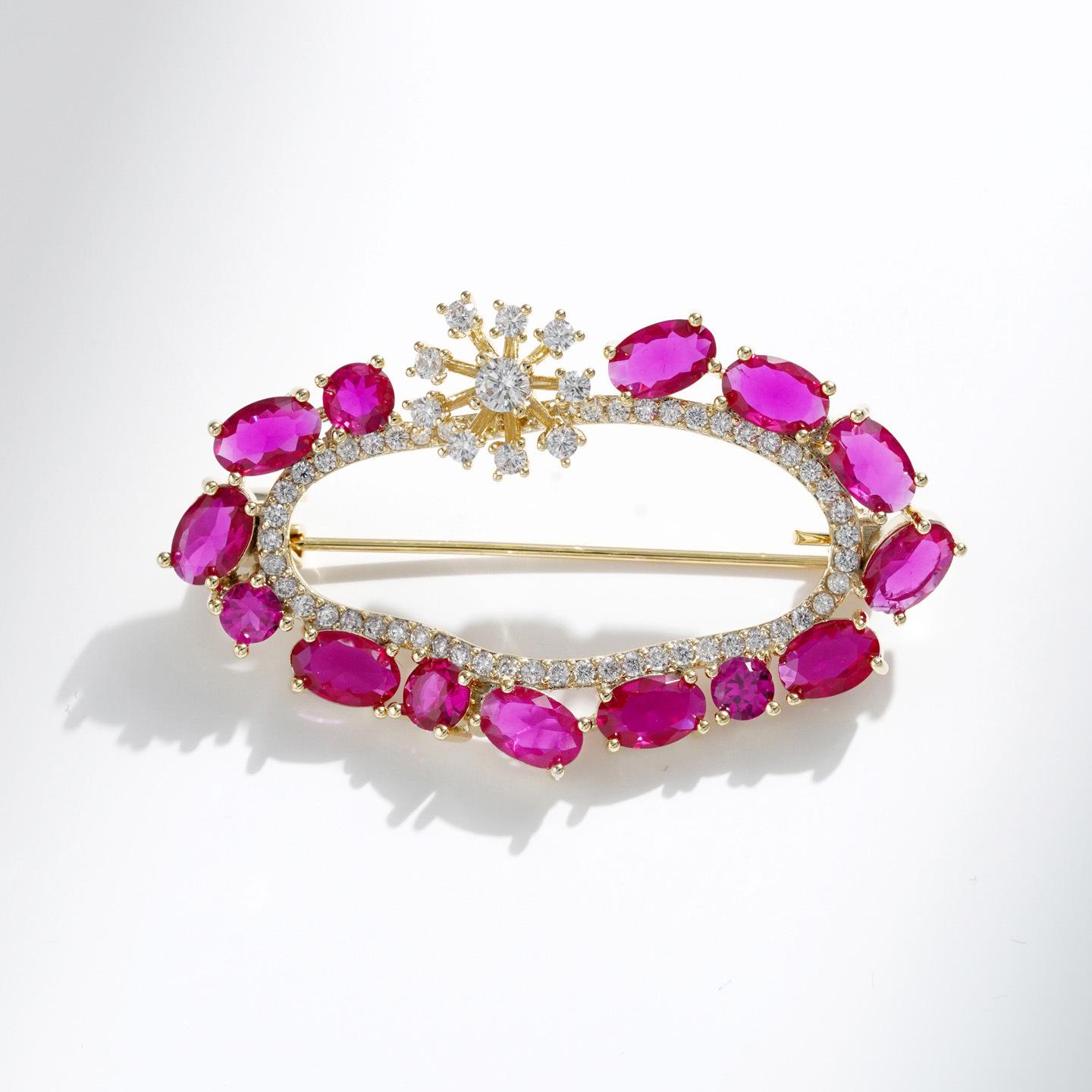 Luxury Red Crystal Zirconia Brooch Pin: Women s Scarf Buckle and Corsage Accessory