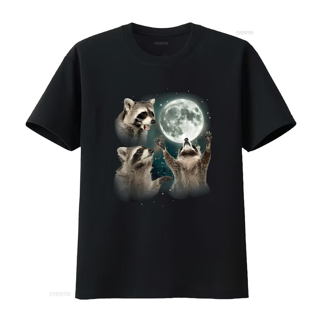 Raccoon T Shirt 3 Racoons Howling At Moon Funny Weird Cursed vintage Washed Slightly Comfortable Stretched