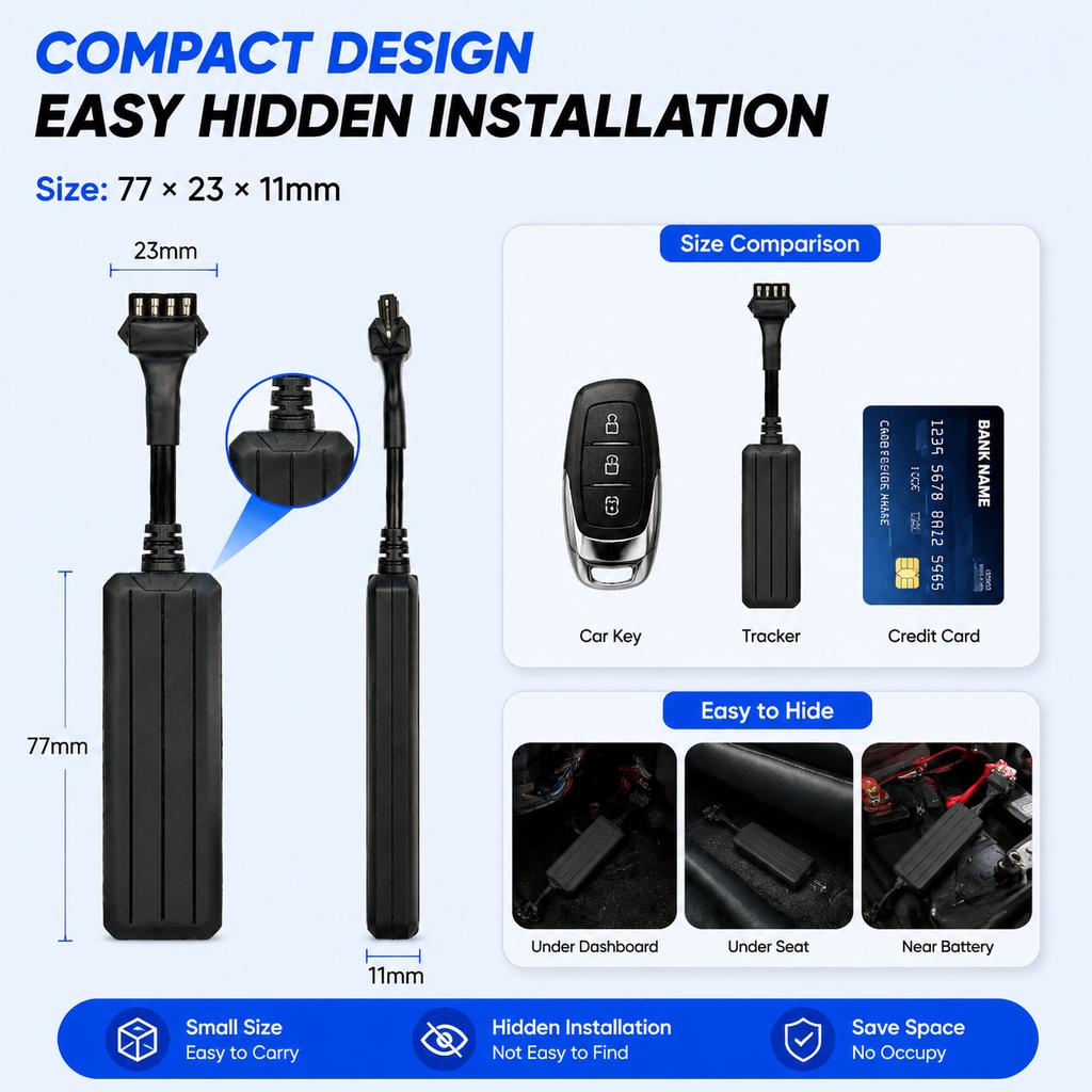 4G GPS Vehicle Tracker C2 Real-Time Car Locator GPS LBS WiFi Tracking Cut Off Alarm Free APP for Car Motorcycle Fleet