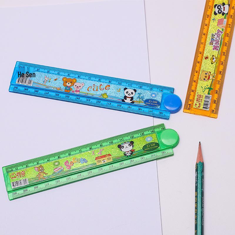15cm Cartoon Folding Ruler for Kids: Multifunctional, Cute 30cm Wavy Ruler for Primary School Students