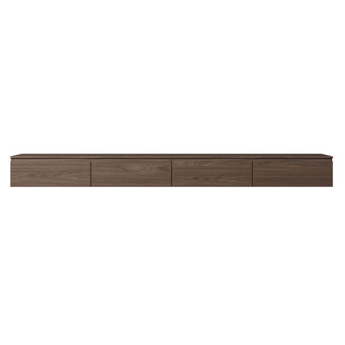 Wand-TV-Möbel mit 4 Klappen – BEMMI – 300 cm – Nussbaum-Holzoptik