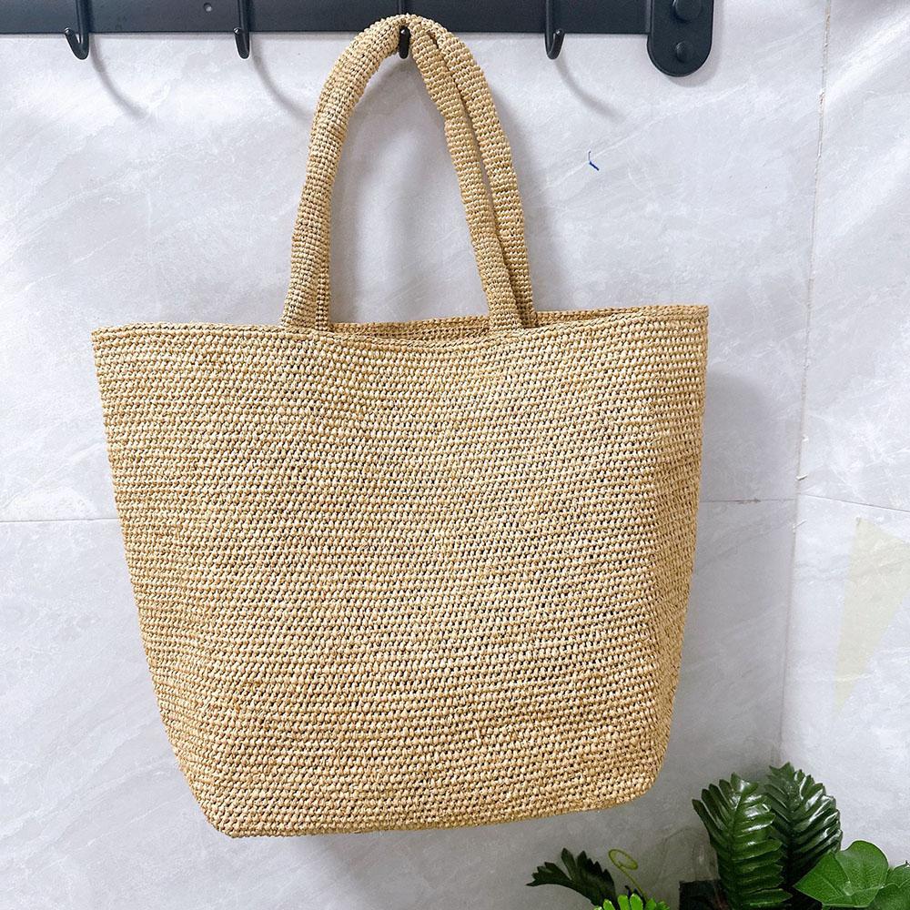 Large Handwoven Rattan Tote Bag for Women Natural Straw Beach Bag Purse Luxury Shoulder Bags Handbag Summer
