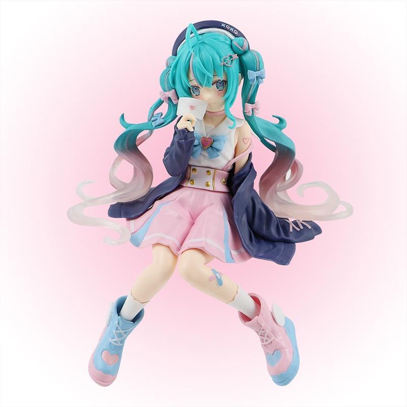 Cute Pink Sitting Pose Hatsune Miku Pvc Figure For Teens
