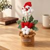 Desktop Ornament for Shelf Crochet Potted Santa Plant Handmade Christmas Ornament Decorative Desk Accessories Flower Plant Home Office Bookshelf