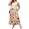 Sleeveless Floral Print Maxi Dress for Women Casual Waist Defined Long Dress Lightweight Summer Style Crew Neck