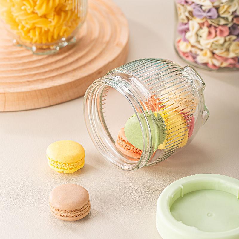 6Pcs/set Kitchen Sealed Glass Jar Food Container Transparent Dried Fruit Snacks Sealed Jars Moisture-proof Airtight Canister