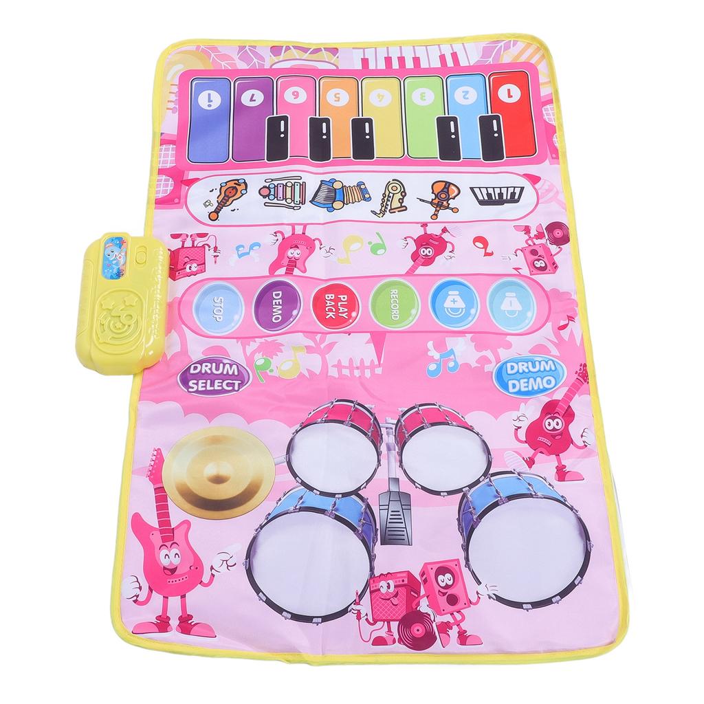 2 in 1 Baby Piano and   Mat 13 Keys 5 Music Instruments Sounds Interactive Game Baby Musical Mat for Toddler