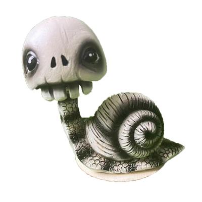 Resin Skull Snail Decoration Shaking Head Snail Figurine Skeleton Snail Statue for Outdoor Home