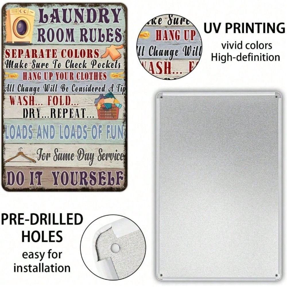 Metal Poster Laundry Room Rules Wall Art Home Decor