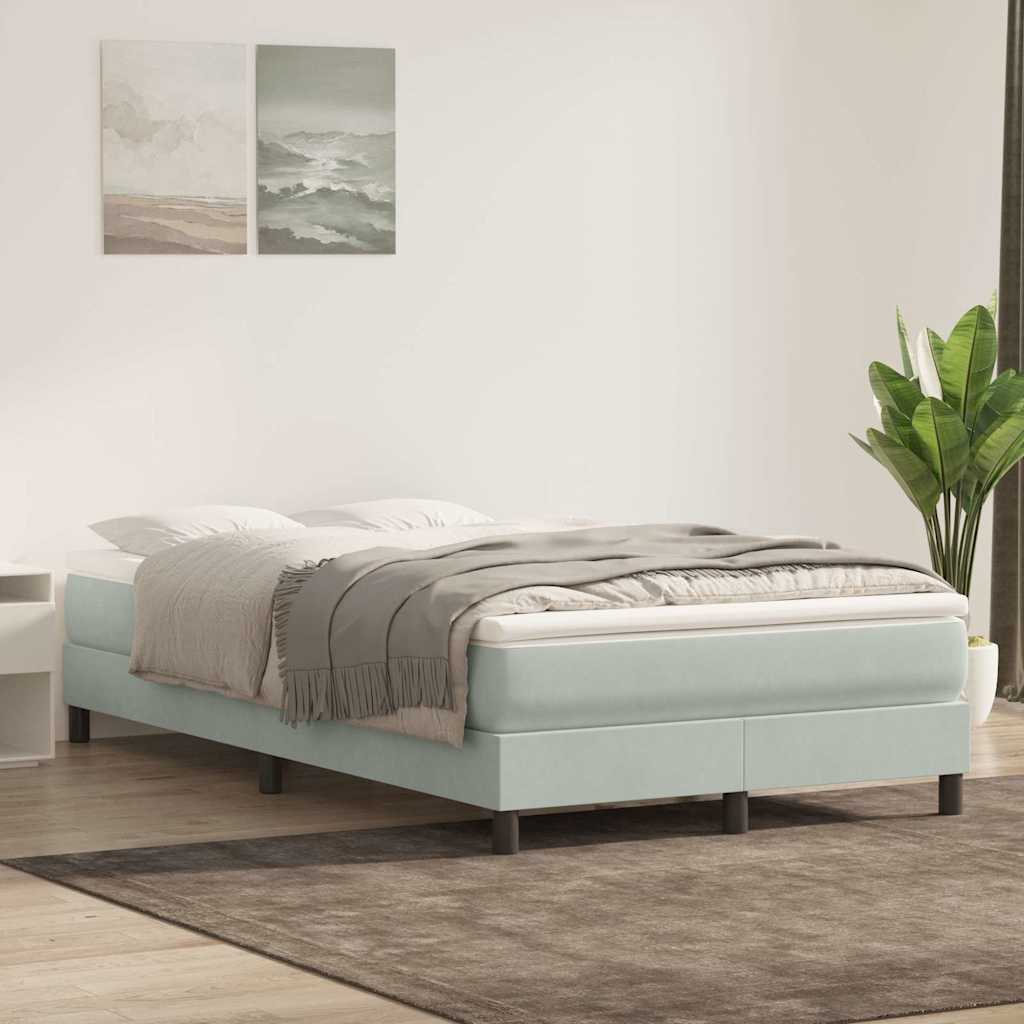 Box Spring Bed Without Mattress Light Grey 120 X 210 Cm Velvet