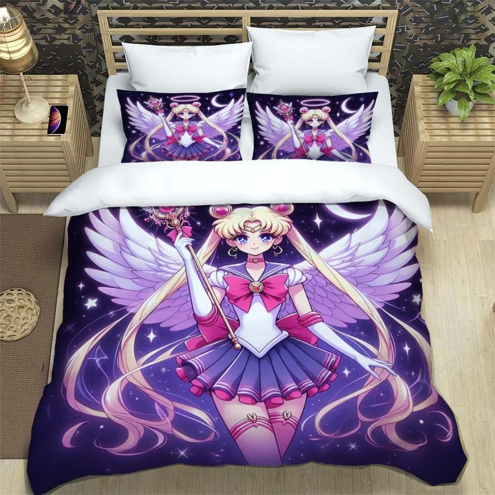 New Kawaii Sailor Moon Duvet Cover Pillowcase Bedding Set Adult Boy Bedroom Decoration Children Gift Single Double Large Size