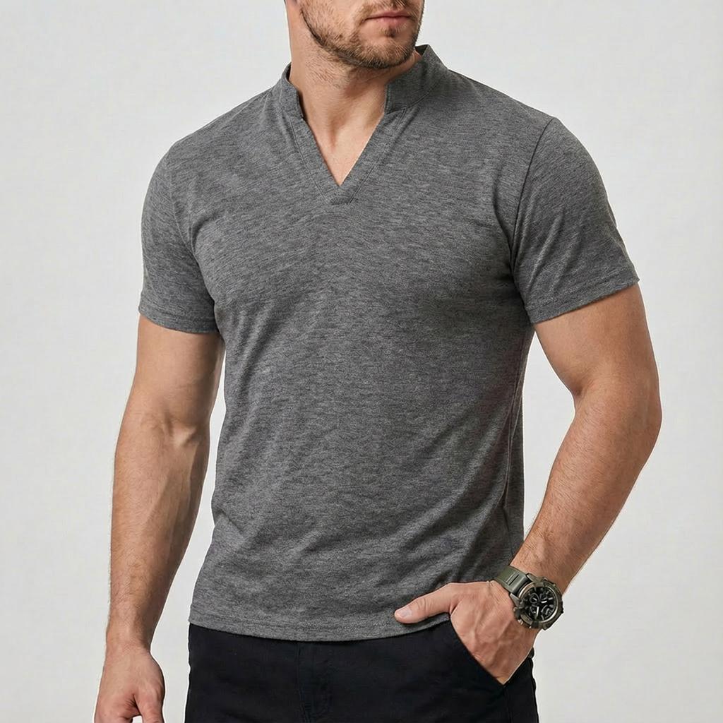 Men's Solid Color Short Sleeve Tops Men's Casual Fashion Short Sleeve Tops