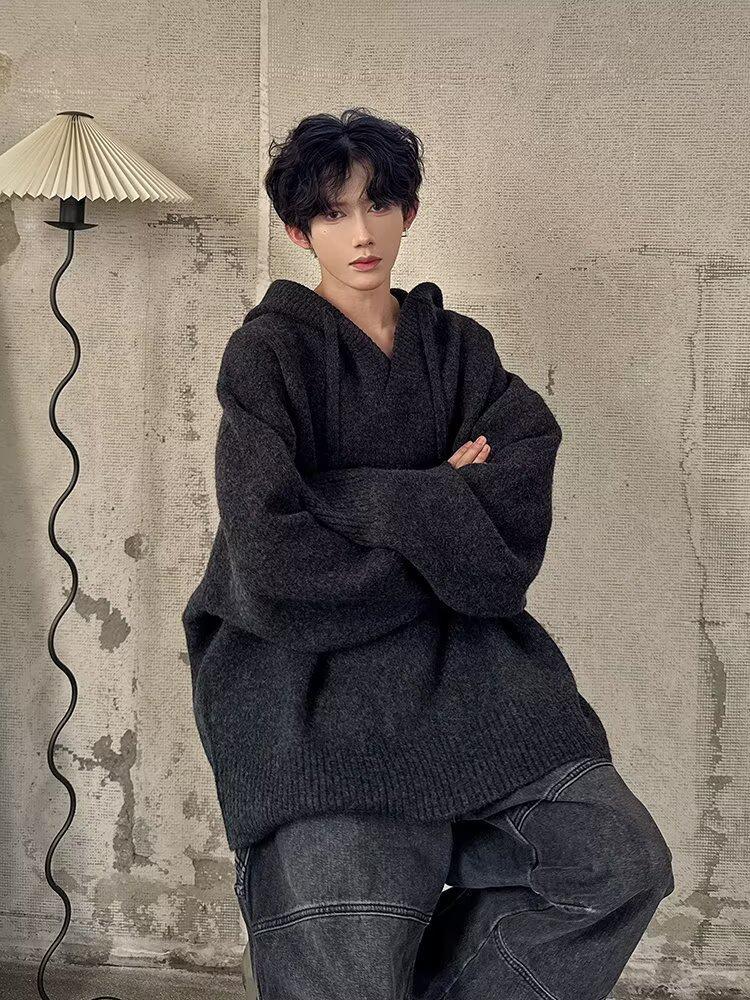 Men's American College Style Hoodie & Sweater Set - Autumn/Winter High-End Knitwear