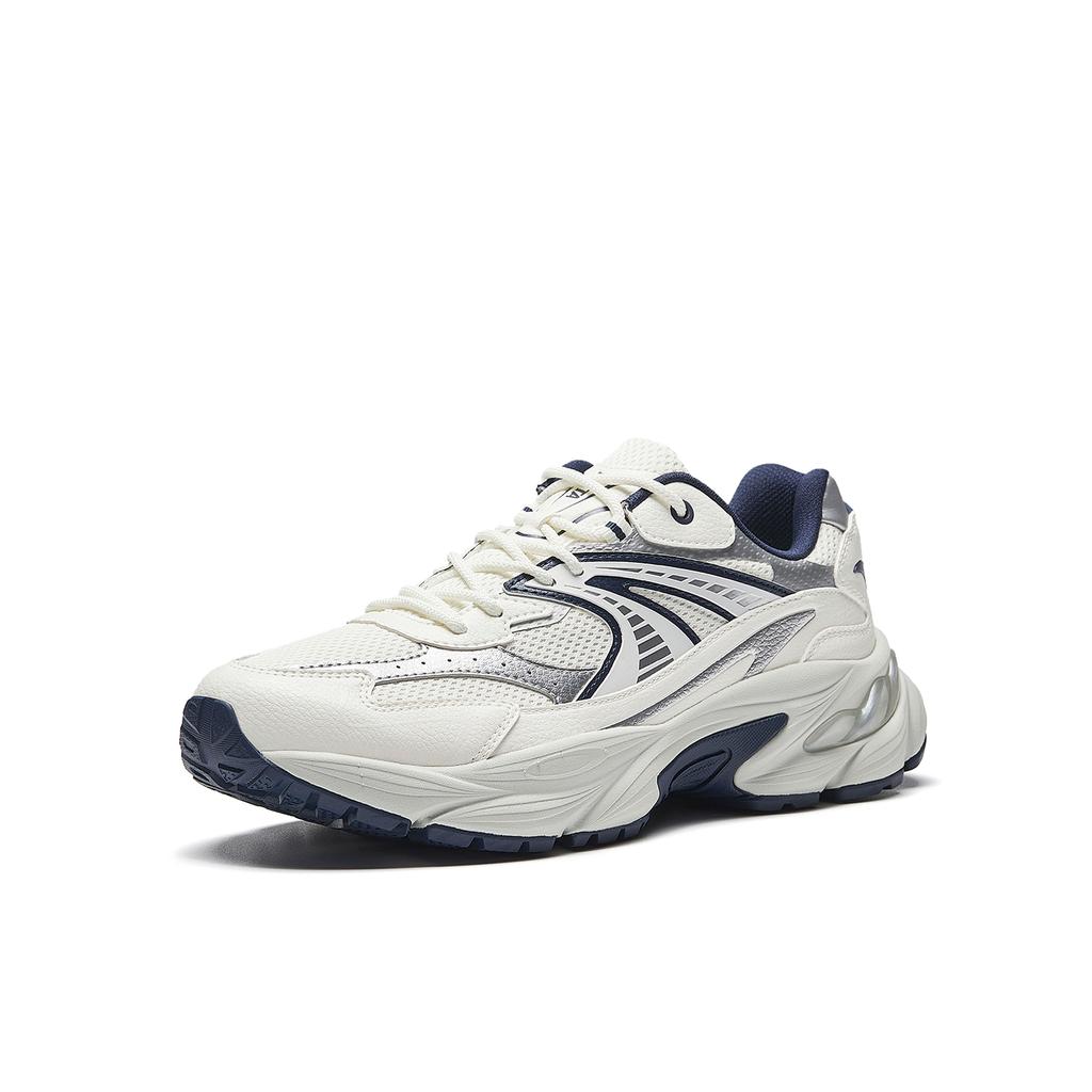 Anta AT802 Cushioning Abrasion Resistant Height Increasing Casual Shoes Men's Ivory White/Silver/New Ink Blue 912618882-3