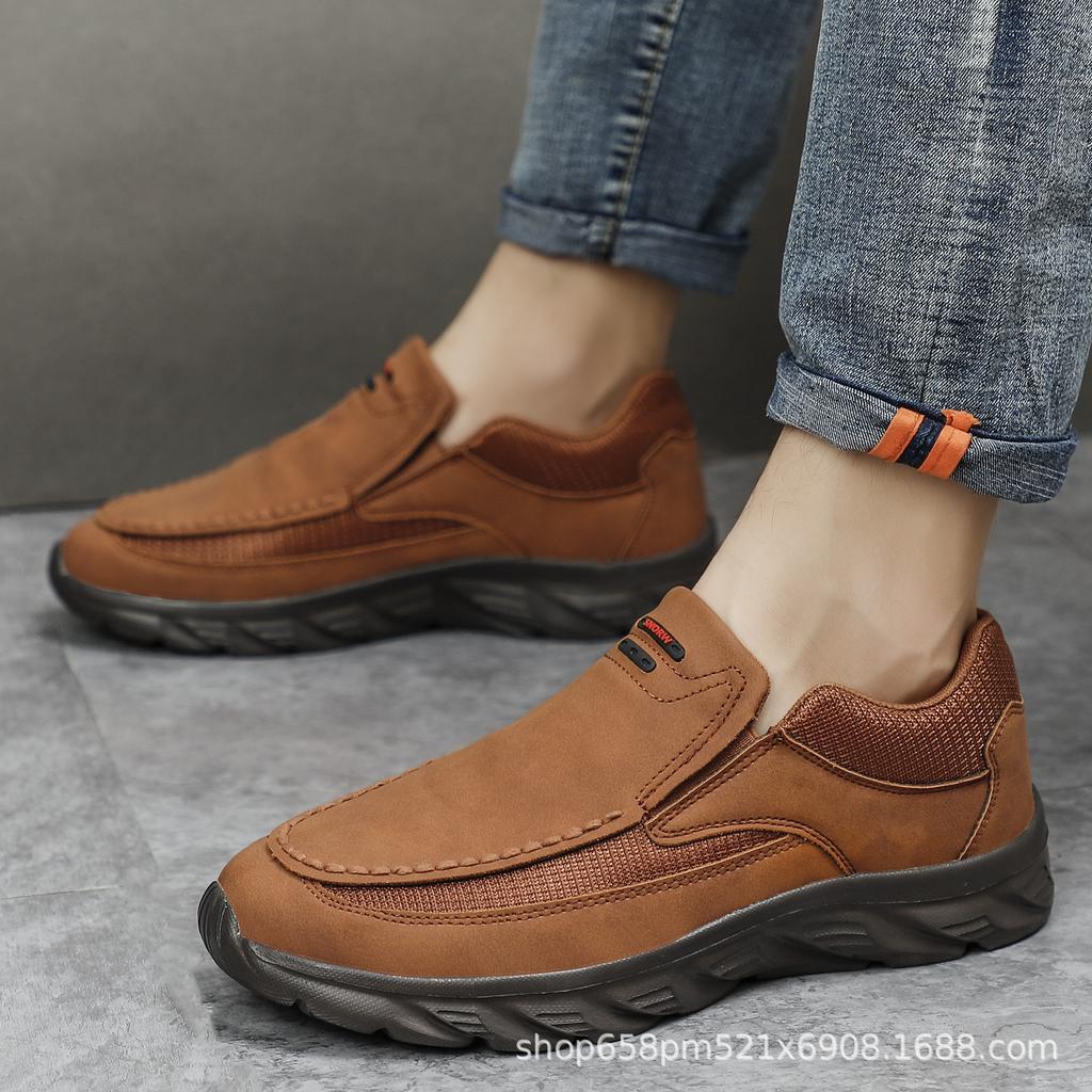 Men PU Leather Casual Shoes Breathable Loafers Men Sneakers Male Comfortable Leather Flat Footwear Sneakers Men Shoes