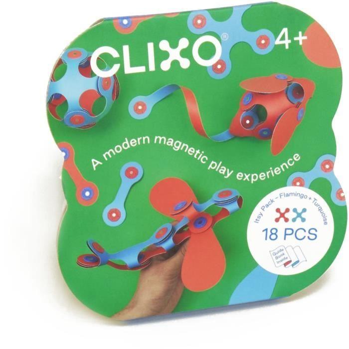 Itsy CLIXO - Flamingo/Turquoise - GIPSY TOYS - Jeu de Construction Magnétique - Jouet Educatif et Créatif - 18 pcs - Dès 4 ans
